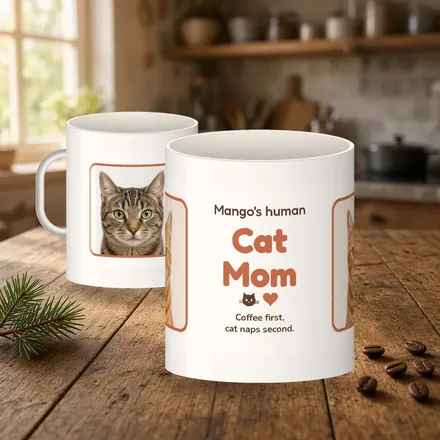 Personalized Cat Mom photo mug by Barkspur